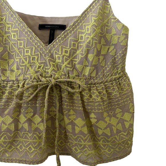 BCBG MAXAZRIA Emeli Women's Light Stone Embroidered Drawstring Tank Top - Smalll - Picture 2 of 6